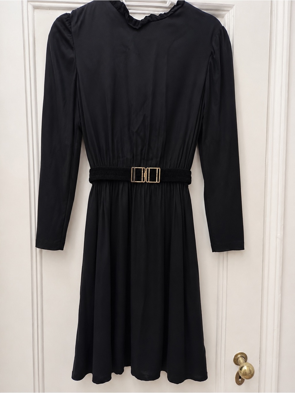 Sandro Black Belted Fit & Flare Dress Size 3 US 8